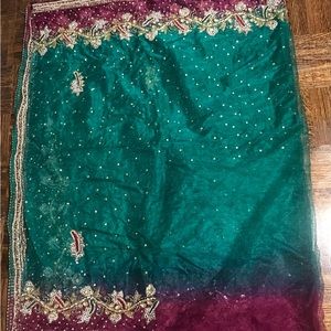 Turquoise N Magenta Colour Saree